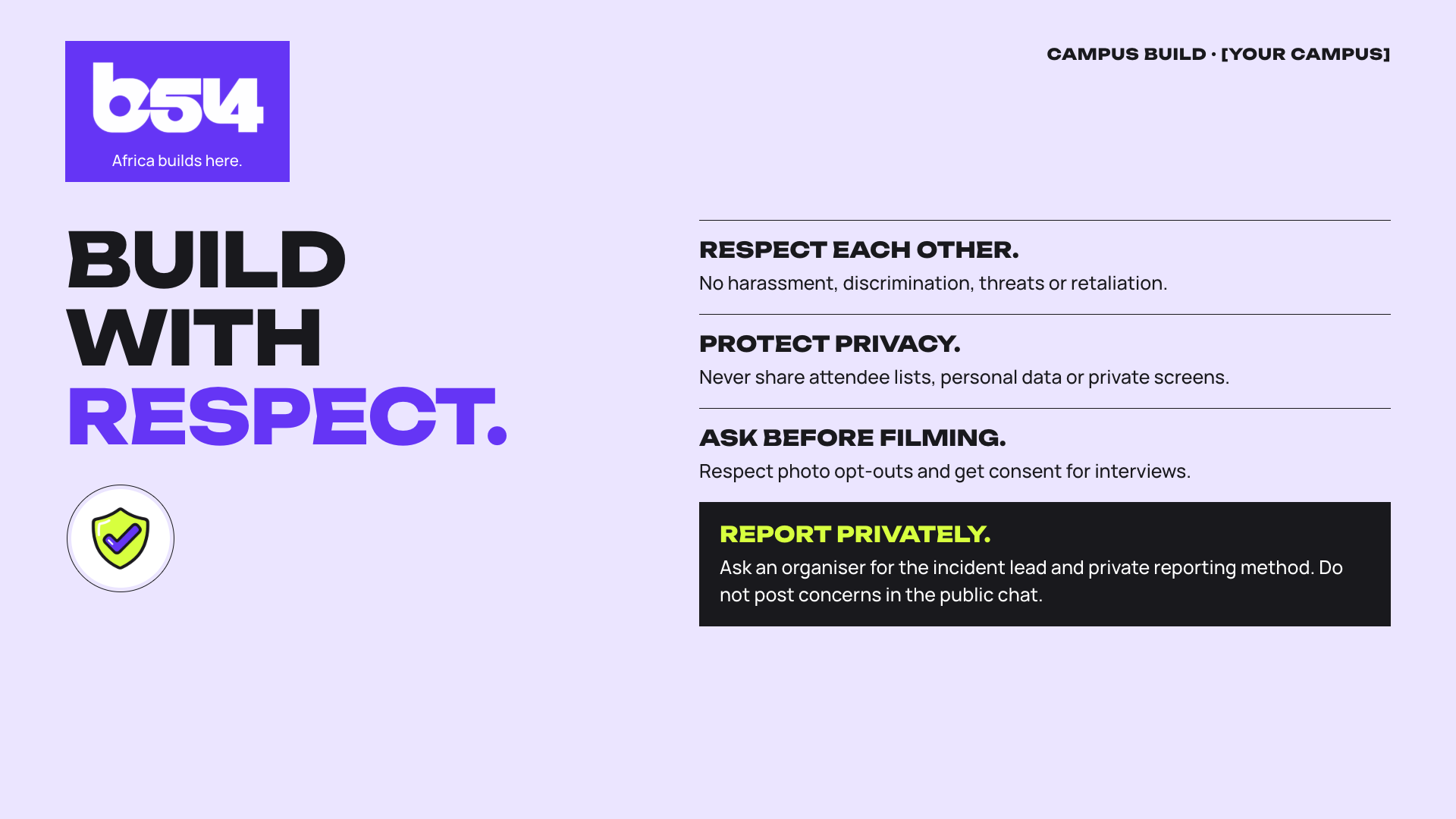 House rules & private reporting sample